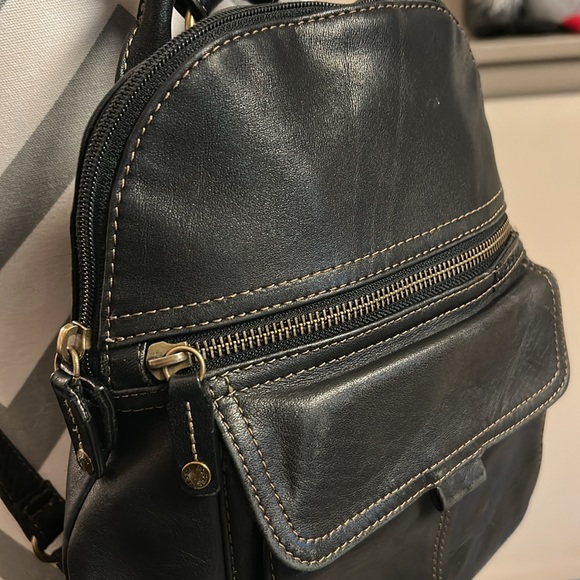 FOSSIL Black Pebbled Leather Backpack Shoulder Bag, ZB8975 main image 8